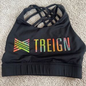 Treign Sports Bra - Women’s, Size M, Black w/ multi color text
